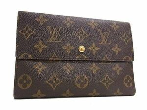 1円 ■極美品■ LOUIS VUITTON ルイヴィトン M60135 モノグラム ポシェット パスポール 三つ折り 長財布 ウォレット ブラウン系 FA3584