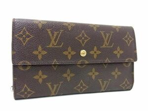 1円 LOUIS VUITTON ヴィトン M61215 モノグラム ポルトレゾール インターナショナル USA 三つ折り 長財布 ウォレット ブラウン系 BK0506