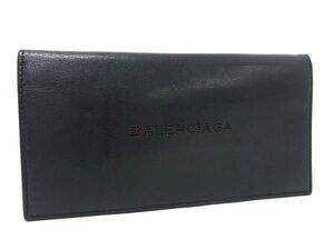 1円 ■美品■ BALENCIAGA バレンシアガ レザー 二つ折り 財布 ウォレット メンズ レディース ブラック系 AY0753