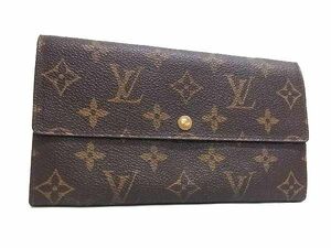 1円 LOUIS VUITTON ルイヴィトン M61725 モノグラム ポシェット ポルトモネ クレディ 二つ折り 長財布 ウォレット ブラウン系 BF7050