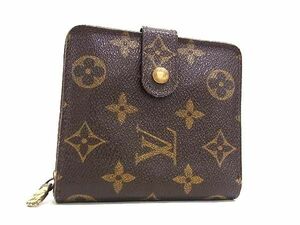 1円 LOUIS VUITTON ルイヴィトン M61667 モノグラム コンパクトジップ 二つ折り 財布 ウォレット レディース メンズ ブラウン系 FB0359