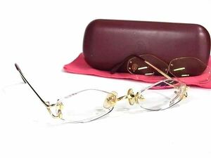 1円 ■極美品■ Cartier カルティエ 度入り メガネ 眼鏡 レディース ゴールド系×ボルドー系 BK0384