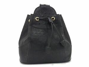 1 jpy # finest quality # genuine article # beautiful goods # Ostrich pouch type rucksack backpack lady's black group BF7249