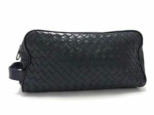 1円 BOTTEGA VENETA ボッテガヴェネタ イントレチャート レザー クラッチバッグ セカンドバッグ レディース メンズ ネイビー系 AW3476