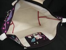 1円 ■美品■ LONGCHAMP ロンシャン ルプリアージュ キャンバス×レザー フラワー スター ハンドバッグ トート パープル系 FC2780_画像5