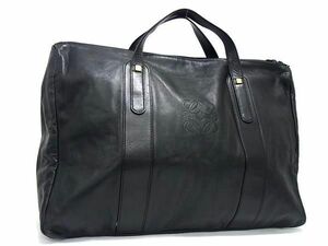 1円 ■美品■ LOEWE ロエベ アナグラム レザー ハンドバッグ トート メンズ ブラック系 FC0336