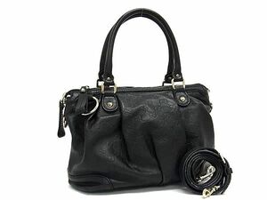 1円 GUCCI グッチ 247902 グッチシマ レザー 2WAY ハンドバッグ ショルダーバッグ 肩掛け レディース ブラック系 AX5437