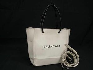 1円 BALENCIAGA バレンシアガ 572411 ショッピングトートXXS レザー クロスボディ 2WAY ショルダー ハンドバッグ アイボリー系 FC3740