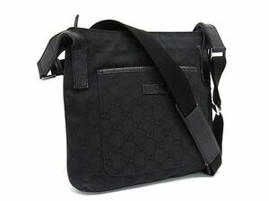 1円 GUCCI グッチ 122793 467891 GG柄 GGキャンバス×レザー ショルダーバッグ 斜め掛けかばん レディース メンズ ブラック系 BF7536