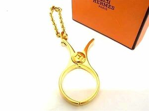 1円 ■美品■ HERMES エルメス グローブホルダー 手袋ホルダー チャーム アクセサリー レディース ゴールド系 AW4395