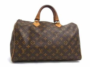 1円 LOUIS VUITTON ルイヴィトン M41524 モノグラム タロンジップ USA スピーディ35 ハンドバッグ ボストンバッグ ブラウン系 BJ1278