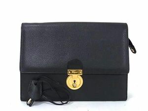 1円 ■美品■ Salvatore Ferragamo フェラガモ 21 4264 レザー 鍵付き クラッチバッグ セカンドバッグ レディース ブラック系 AY1425