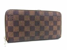 1円 LOUIS VUITTON ルイヴィトン N60015 ダミエ ジッピーウォレット ラウンドファスナー 長財布 ウォレット 小銭入れ ブラウン系 AY1221_画像1