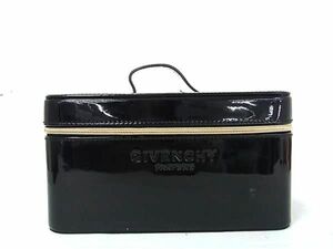 1円 ■美品■ GIVENCHY ジバンシィ パテントレザー バニティバッグ メイクボックス コスメボックス レディース ブラック系 CD1929