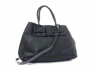 1円 ■極美品■ PRADA プラダ テスートナイロン 2WAY リボン クロスボディ ショルダーバッグ ハンドバッグ レディース ブラック系 FC2515