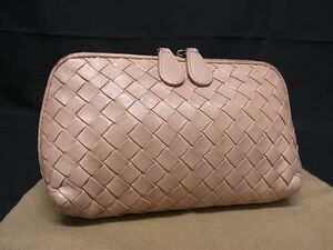 1円 BOTTEGA VENETA ボッテガヴェネタ イントレチャート レザー ポーチ マルチケース 小物入れ レディース ピンク系 FC1125