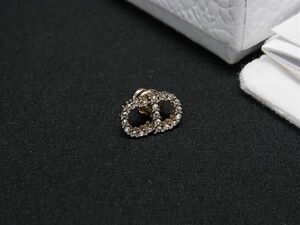 1円 ■美品■ ChristianDior クリスチャンディオール ラインストーン 片耳のみ ピアス アクセサリー レディース シルバー系 FC1088