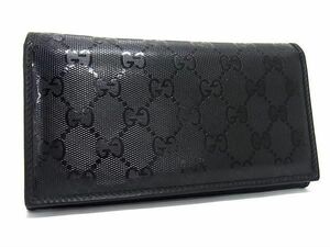 1円 ■美品■ GUCCI グッチ GGインプリメ GG柄 PVC×レザー ホック 二つ折り 長財布 ウォレット メンズ 紳士 ブラック系 AZ1069