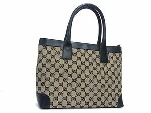 1円 ■美品■ GUCCI グッチ 002 1119 1705 GG柄 GGキャンバス×レザー ハンドバッグ トートバッグ レディース メンズ ブラック系 AW5013