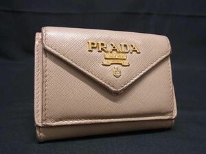 1円 PRADA プラダ サフィアーノレザー 三つ折り 財布 ウォレット 小銭入れ 札入れ レディース ブラウン系 AY1192