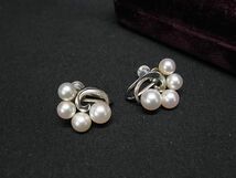 1円 ■美品■ MIKIMOTO ミキモト 本真珠 アコヤ真珠 パール 約5mm SV925 ネジ式 イヤリング アクセサリー レディース シルバー系 BF6679_画像1