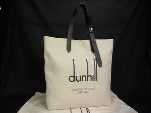 1円 ■新品同様■ dunhill ダンヒル レガシー キャンバス×レザー ハンドバッグ トートバッグ メンズ ベージュ系 AJ9205