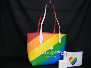 1円 ■新品■未使用■ kate spade ケイトスペード WKR00515 レザー ポーチ付き トートバッグ ショルダー レディース マルチカラー BE3374