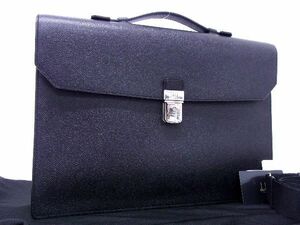 1円 ■新品同様■ dunhill ダンヒル レザー 2WAY ビジネスバッグ ブリーフケース 書類カバン ショルダー メンズ ブラック系 AQ8757