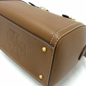 1円 ■新品同様■ TORY BURCH トリーバーチ バレル レザー 2WAY ハンドバッグ ミニボストン ショルダー レディース ブラウン系 AU0861の画像6