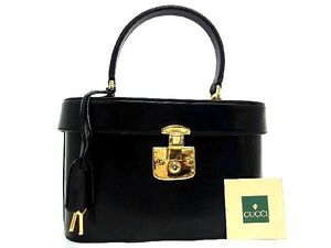 1円 ■希少■美品■ GUCCI グッチ 000 109 0167 レディロック レザー ハンドバッグ バニティバッグ レディース ブラック系 AI3743