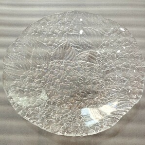 プレート 大皿 ガラス オーロラ あじさい 紫陽花 昭和レトロの画像1