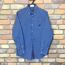 ME9-292◆USA古着◆良品◆【CHAPS チャップス】ストレッチ 防シワ チェック 長袖 ボタンダウンシャツ【メンズ S】青系 薄手 ポケット_画像2