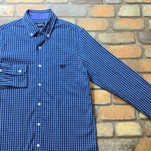 ME9-292◆USA古着◆良品◆【CHAPS チャップス】ストレッチ 防シワ チェック 長袖 ボタンダウンシャツ【メンズ S】青系 薄手 ポケット_画像6