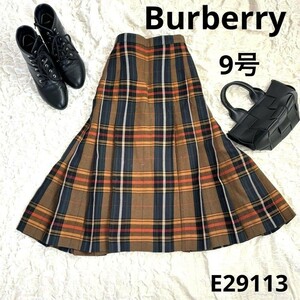 Burberry バーバリー　チェックプリーツスカート　毛　9号