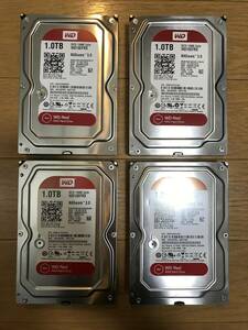 Western Digital WD10EFRX 1TBx4個セット 3.5inch HDD 動作確認済 使用時間少 正常判定 使用時間31時間、21時間、22時間、45時間