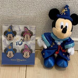 ディズニーシー 10周年 ミッキー ぬいぐるみバッジ クリップ