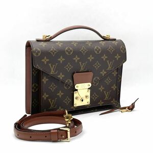 1円 美品 LOUIS VUITTON ルイヴィトン モノグラム モンソー26 2way ハンドバッグ ショルダー レディース メンズ M51187