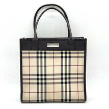 1円 BURBERRY バーバリー ノバチェック ミニトート トートバッグ ハンドバッグ ベージュ ブラウン キャンバス レザー_画像1