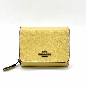 1円 美品 COACH コーチ レザー 三つ折り財布 コンパクトウォレット レディース