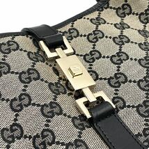 1円 極美品 GUCCI グッチ ジャッキー GGキャンバス レザー ブラック ワンショルダーバッグ 肩掛け ゴールド金具 001 3306_画像7