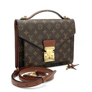 1円 美品 LOUIS VUITTON ルイヴィトン モノグラム モンソー26 2way ハンドバッグ ショルダー レディース メンズ M51187