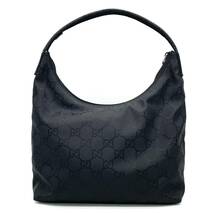 1円 美品 GUCCI グッチ GG柄 ナイロン レザー ブラック ワンショルダー 肩掛け ハンドバッグ 001 3380_画像2