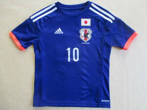 送料180円 adidas キッズ 2014-2015モデル サッカー日本代表 10番 香川真司 ユニフォーム サイズ140 身幅39.5cm サムライブルー 子供用