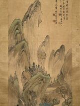 【模写】徐曉邨 青緑山水の図 大幅 唐物 中国書画 買取品 掛軸 中国美術 民国表装_画像5