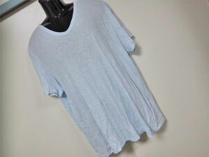 kkyj1923 ■ GAP ■ Tシャツ カットソー トップス 半袖 薄いブルー 水色 青 コットンリネン 綿麻 XL