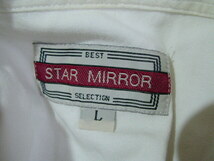 ssy8468 STAR MIRROR 半袖 ウエスタンシャツ コットンシャツ ホワイト ■ パッチワーク ■ 無地 切り替え Lサイズ_画像9