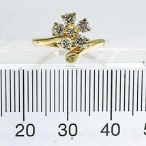 ダイヤモンド 0.50ct 18金イエローゴールド K18YG リング 5号 ピンキーリング 花 フラワー_画像7