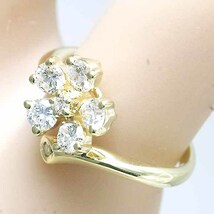 ダイヤモンド 0.50ct 18金イエローゴールド K18YG リング 5号 ピンキーリング 花 フラワー_画像4