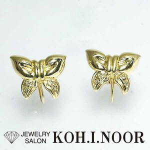  бриллиант 0.01ct 0.01ct 18 золотой желтое золото K18YG серьги choucho бабочка бабочка 