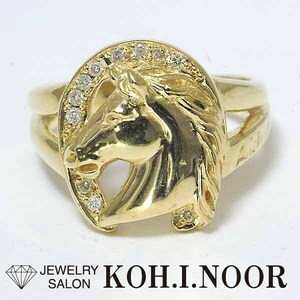  diamond 0.11ct 18 gold yellow gold K18YG ring 16 number horse horse 